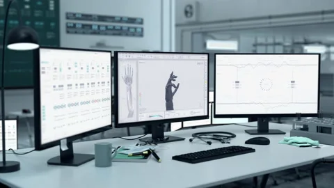 Medical Science Concept Animation Generating Bionic Arm For Transplantation Stock Footage 238399258