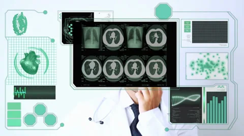 MEDICAL SCIENCE GRAPHIC INTERFACE TOUCHSCREEN TECHNOLOGY Stock Footage 33098213