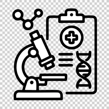 Medical Science Laboratory Research Microscope and DNA Helix Icons Representing  イラスト素材