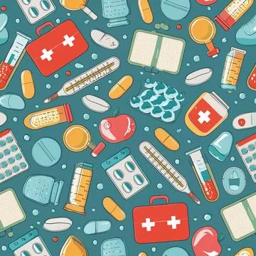 Medical seamless pattern background Stock Illustration
