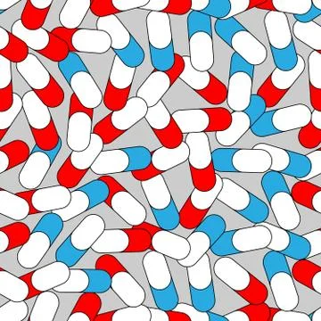 Medical seamless pattern, texture of medicinal pharmaceutical pills Illustration
