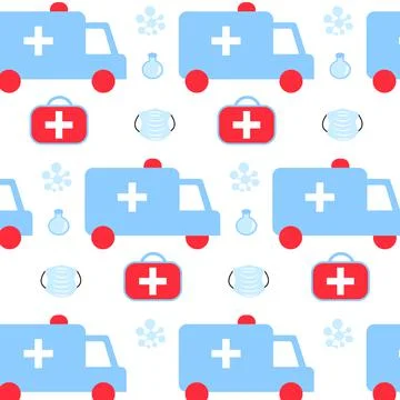 Medical seamless pattern vector background template. Textile print colorful f Illustrazione stock