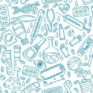 Medical seamless vector pattern Illustrazione stock