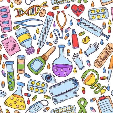 Medical seamless vector pattern Stock Illustration