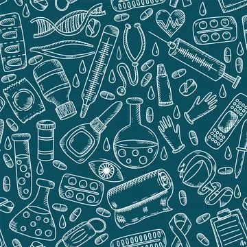 Medical seamless vector pattern Illustrazione stock