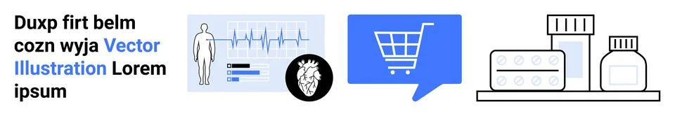 Medical Services Interface with E-commerce Shopping Cart and Pharmaceutical.. 스톡 일러스트