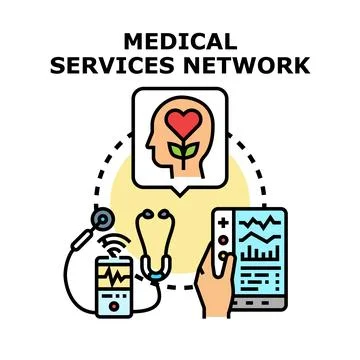 Medical services network providing digital health care system Illustrazione stock