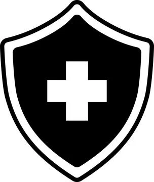 Medical Shield Icon with a Cross Vector Design Stock Illustration