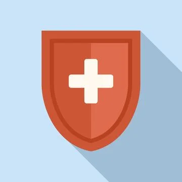 Medical shield icon flat vector. Stop virus Stock Illustration