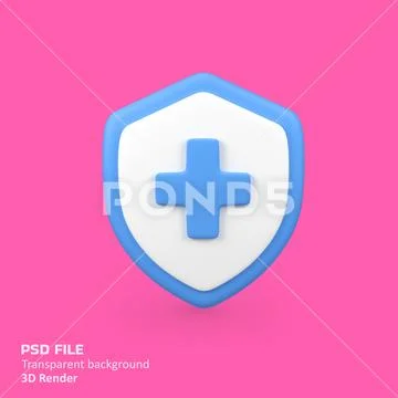 Medical shield isolated 3d render icon illustration PSD Template