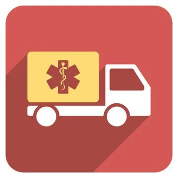Medical Shipment Flat Rounded Square Icon with Long Shadow Stock Illustration