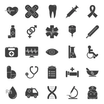 Medical silhouette icons set Stock Illustration