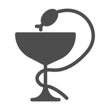 Medical snake and cup solid icon, medicine concept, Pharmacy symbol on white 스톡 일러스트