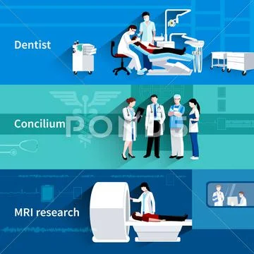 Medical specialists 3 horizontal banners set Stock Illustration
