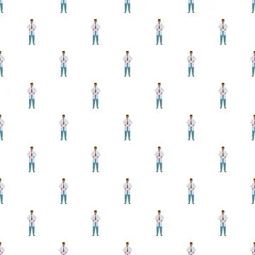 Medical staff doctors seamless pattern healthcare background Stock Illustration
