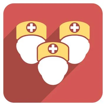 Medical Staff Flat Rounded Square Icon with Long Shadow Stock Illustration