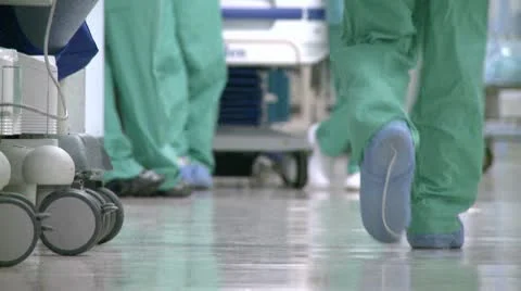 Medical staff in hospital hallway (2 of 5) Stock Footage