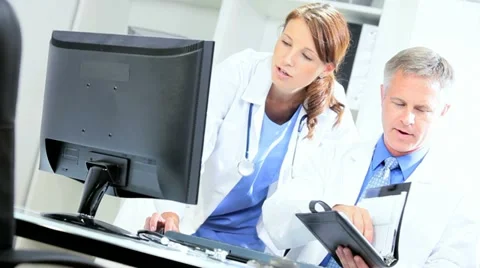 Medical Staff Making Patient Appointments Stock Footage