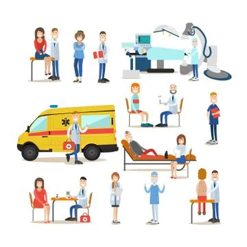 Medical staff vector flat icon set Illustrazione stock