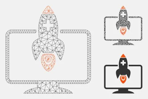 Medical Startup Vector Mesh Network Model and Triangle Mosaic Icon 스톡 일러스트