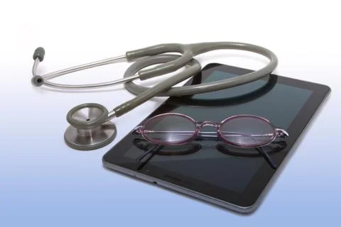 Medical stethoscope on computer tablet ,concept modern healthcare and tecnolo Stock Photos