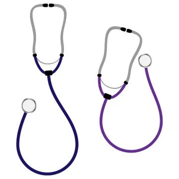 Medical stethoscope in different positions. Vector illustration in flat style Stock Illustration