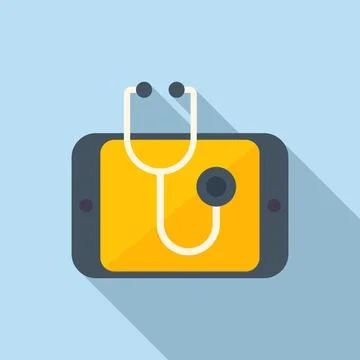 Medical stethoscope icon flat vector. Doctor report Illustrazione stock