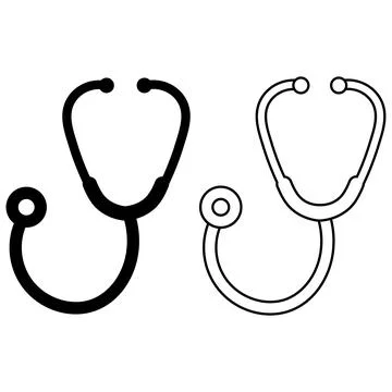 Medical stethoscope icon set with solid and outline graphic design イラスト素材