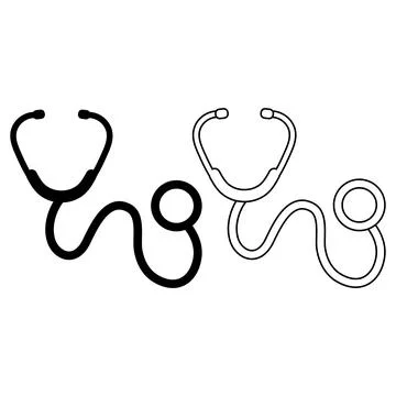 Medical stethoscope icon set with solid and outline graphic design イラスト素材