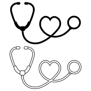 Medical stethoscope icon set with solid and outline graphic design イラスト素材