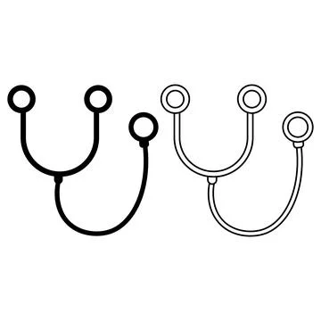 Medical stethoscope icon set with solid and outline graphic design イラスト素材