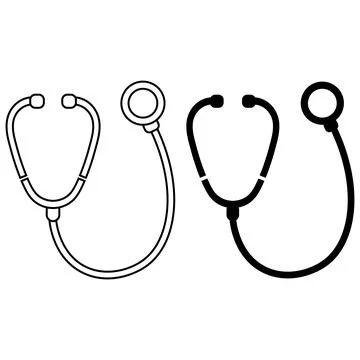 Medical stethoscope icon set with solid and outline graphic design イラスト素材