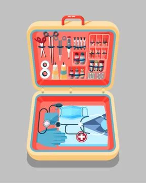Medical suitcase isometrics Stock Illustration