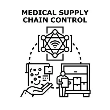 Medical supply chain control system network management Stock Illustration
