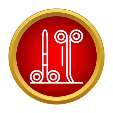 Medical surgical instruments red button icon style Stock Illustration