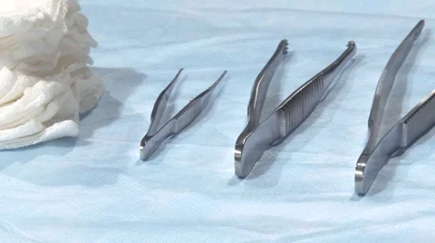 Medical, surgical tools on the operating table. Stock Footage 55730668