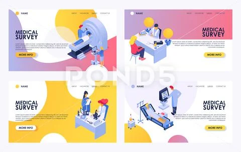 Medical survey vector woman man patient character has medic check up examination Stock Illustration
