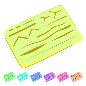 Medical suture practice pad vector cartoon graphic Stock Illustration