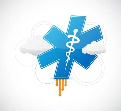 Medical symbol and binary clouds illustration Stock Illustration