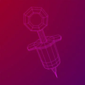 Medical syringe for injection. Wireframe vector illustration. 스톡 일러스트