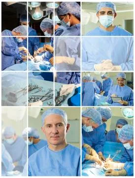 Medical team doctors nurses operating surgery hospital Stock Illustration