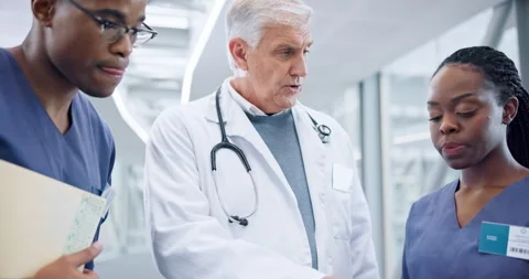 Medical, teamwork and help with doctors and consulting for internship, planning Stock Footage 248077816