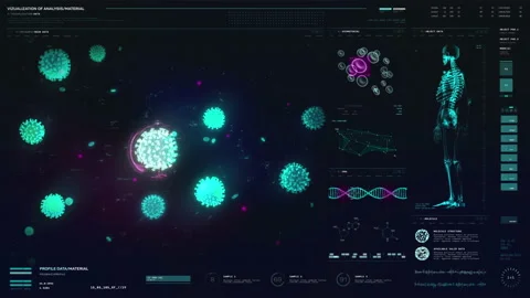 Medical tech is analyzing the deadly infection cells in the virtual background Stock Footage 172004205