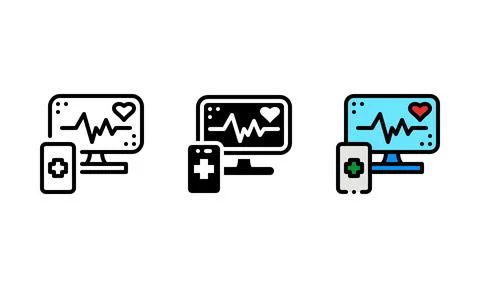 Medical tech icon. vector icon with outline, glyph, and filled outline styl.. Illustrazione stock