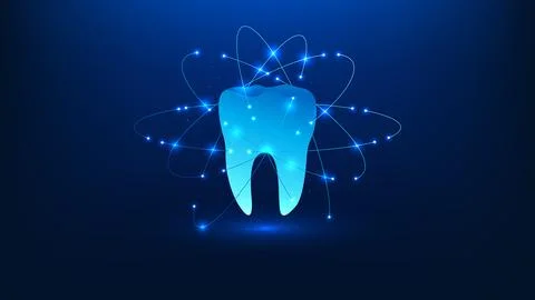 Medical technology background featuring a tooth surrounded by digital techn.. 스톡 일러스트
