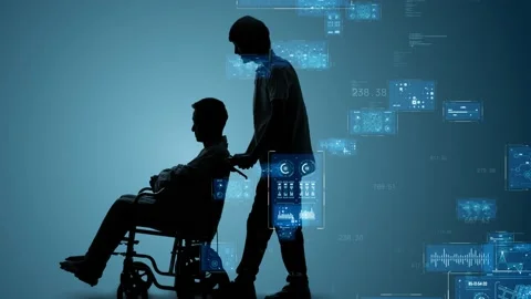Medical technology concept. Long-term care technology. Essential worker. Stock Footage 150535822