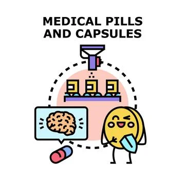 Medical technology developing brain health medication concepts Stock Illustration