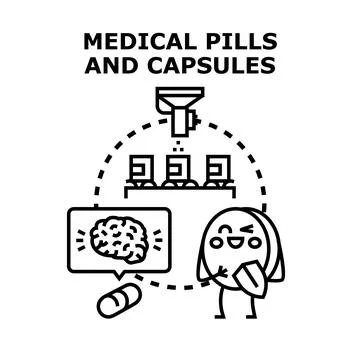 Medical technology developing brain health medication concepts Stock Illustration