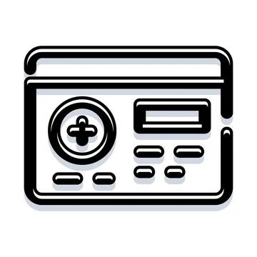 Medical technology device with plus sign icon Stock Illustration
