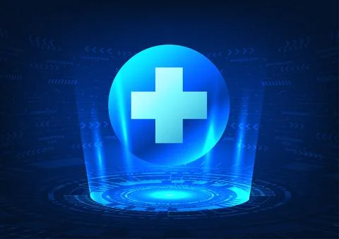 Medical technology with tech circle background with tech circuit board Mode.. 스톡 일러스트